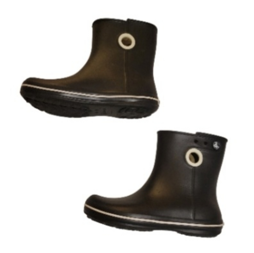 Womens CROCS JAUNT SHORTY RAINBOOTS Black Size 7